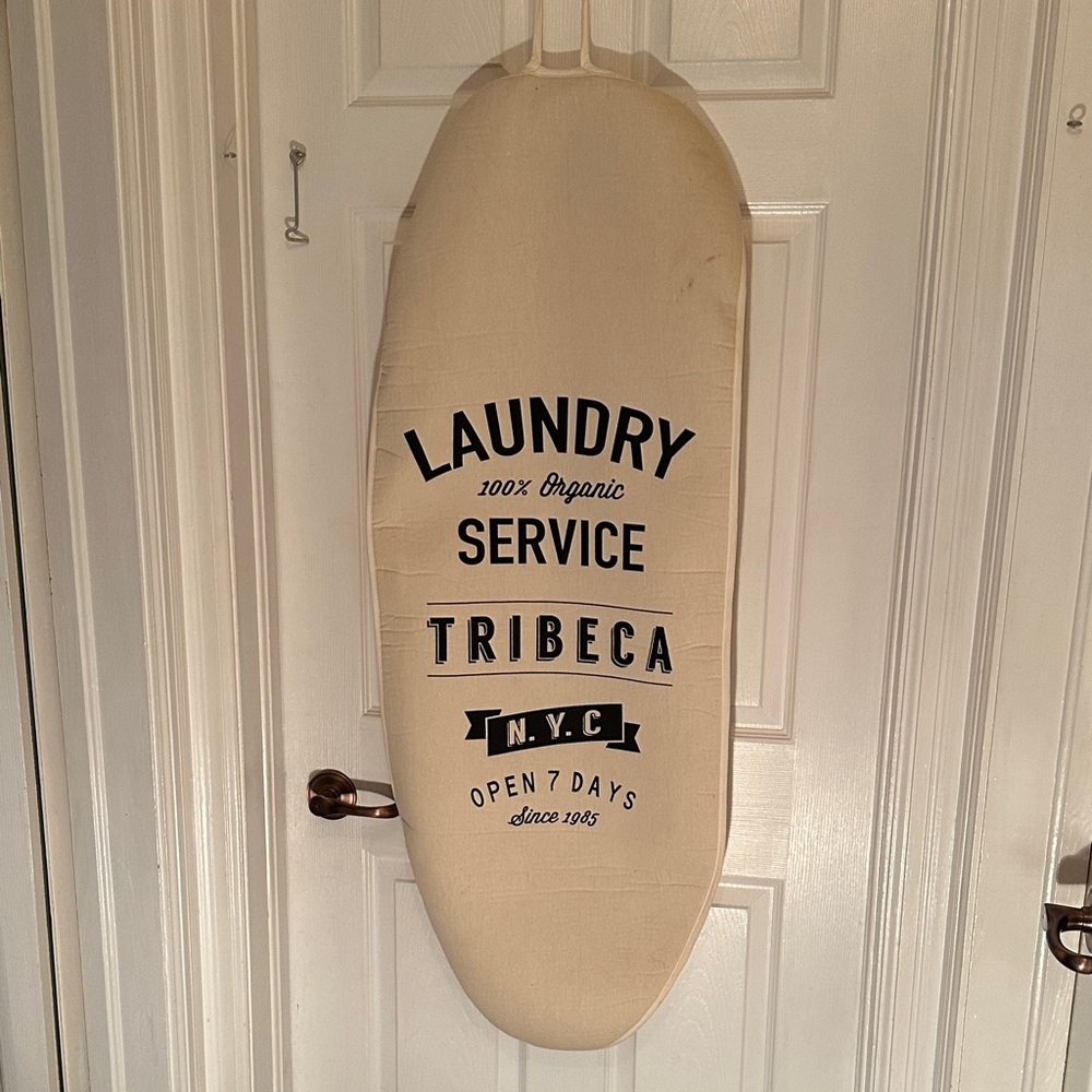 Decorative Tribeca Cream Laundry Service Ironing Board Cover and Laundry Bag